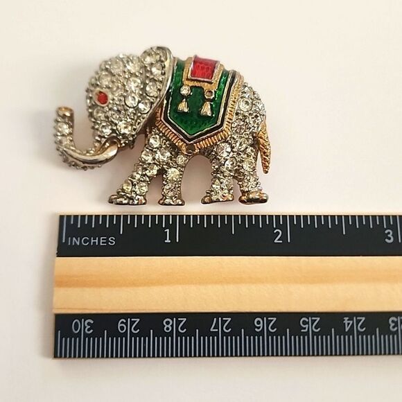 Elephant Unisex Brooch Crystal Enamel Figural Pin Vintage Fashion Jewelry - Picture 2 of 9